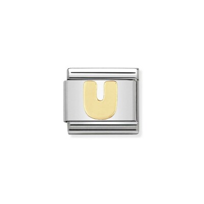 Charms Nomination Italy Composable Lettres en acier et or jaune, U