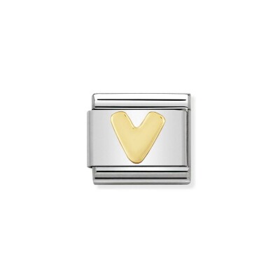 Charms Nomination Italy Composable Lettres en acier et or jaune, V