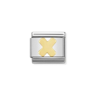 Charms Nomination Italy Composable Lettres en acier et or jaune, X