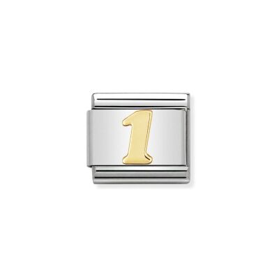 Charms Nomination Italy Composable Chiffres en acier et or jaune, 1