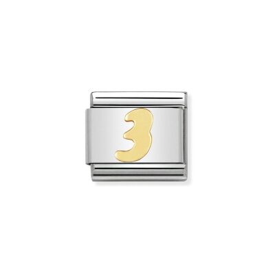 Charms Nomination Italy Composable Chiffres en acier et or jaune, 3