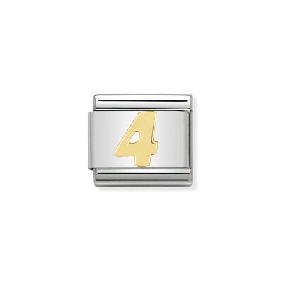 Charms Nomination Italy Composable Chiffres en acier et or jaune, 4