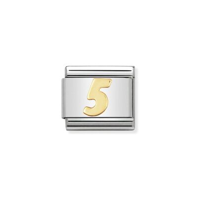 Charms Nomination Italy Composable Chiffres en acier et or jaune, 5