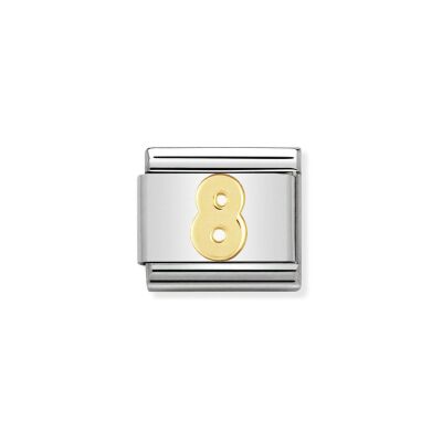 Charms Nomination Italy Composable Chiffres en acier et or jaune, 8