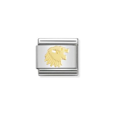 Charms Nomination Italy Composable Zodiaque en acier et or jaune, Lion