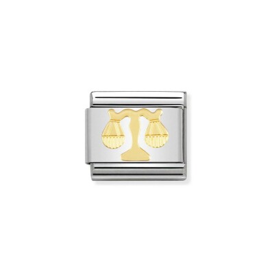 Charms Nomination Italy Composable Zodiaque en acier et or jaune, Balance