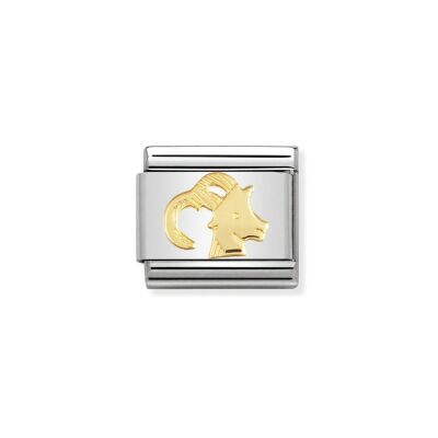 Charms Nomination Italy Composable Zodiaque en acier et or jaune, Capricorne