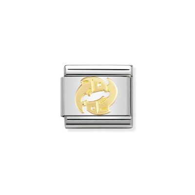 Charms Nomination Italy Composable Zodiaque en acier et or jaune, Poissons