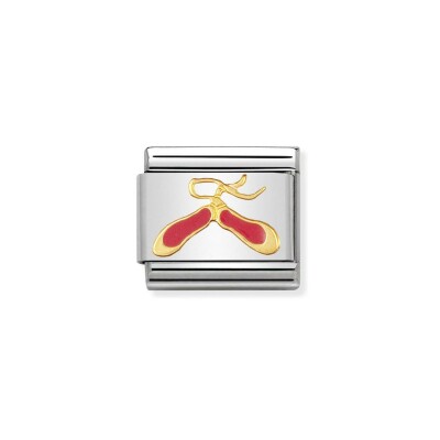 Charms Nomination Italy Composable Daily Life en acier et or jaune, émail, Chausson Rose