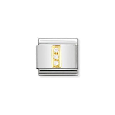 Charms Nomination Italy Composable Lettres en acier, or jaune et zircon, I