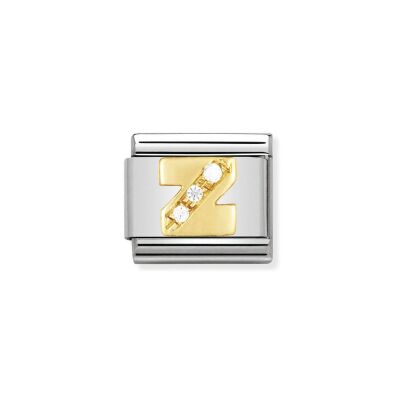 Charms Nomination Italy Composable Lettres en acier, or jaune et zircon, Z