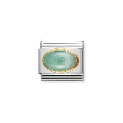 Charms Nomination Italy Composable Pierres en acier, or jaune, Emeraude