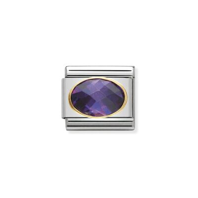 Charms Nomination Italy Composable Classic en acier, or jaune et zircon, Violet