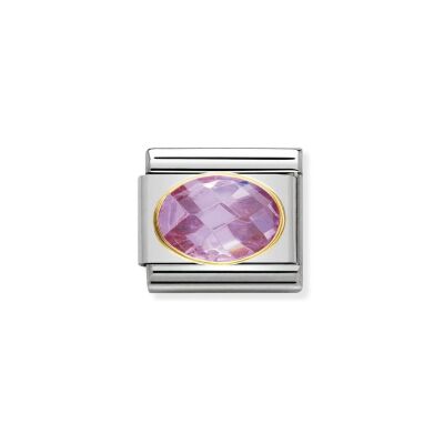Charms Nomination Italy Composable Classic en acier, or jaune et zircon, Rose