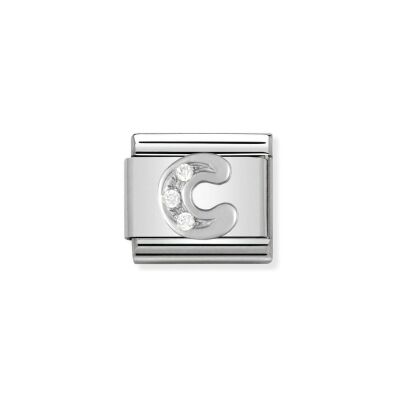 Charms Nomination Italy Composable Alphabet en acier, argent et zircon, C
