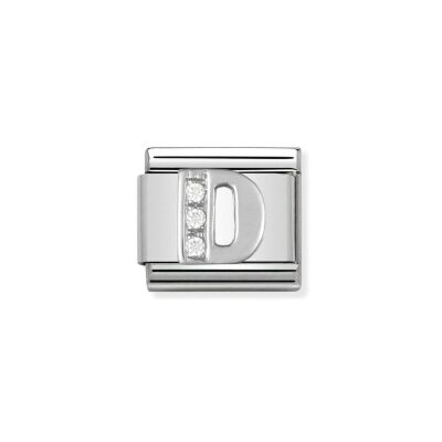 Charms Nomination Italy Composable Alphabet en acier, argent et zircon, D