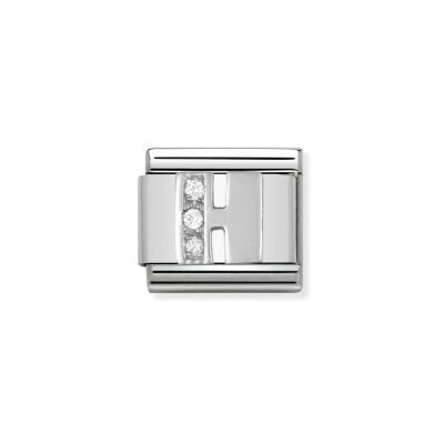 Charms Nomination Italy Composable Alphabet en acier, argent et zircon, H