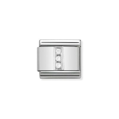 Charms Nomination Italy Composable Alphabet en acier, argent et zircon, I