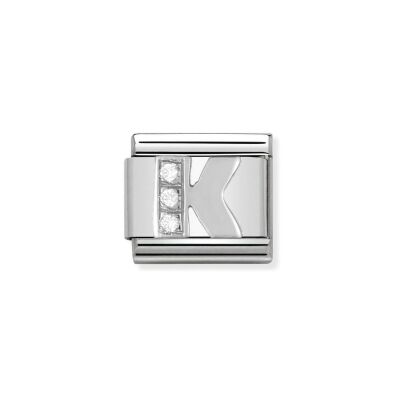 Charms Nomination Italy Composable Alphabet en acier, argent et zircon, K