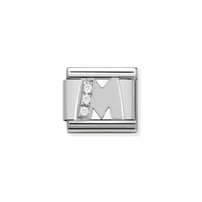 Charms Nomination Italy Composable Alphabet en acier, argent et zircon, M