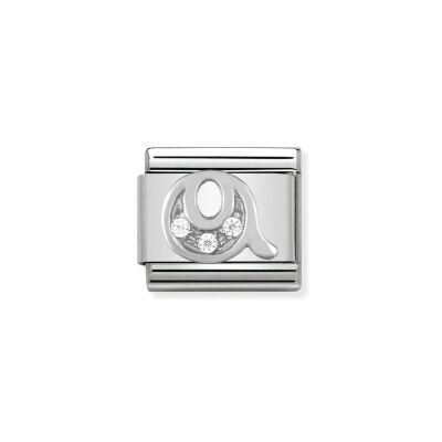 Charms Nomination Italy Composable Alphabet en acier, argent et zircon, Q
