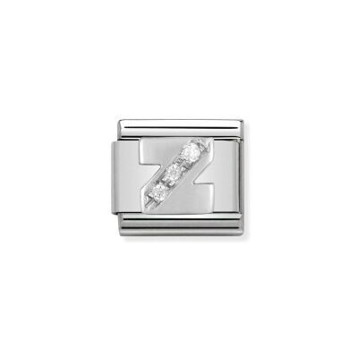 Charms Nomination Italy Composable Alphabet en acier, argent et zircon, Z