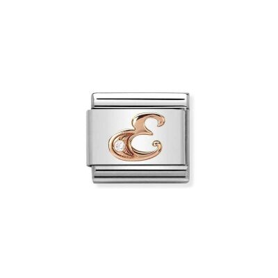 Charms Nomination Italy Composable Alphabet en acier, or rose et zircon, E