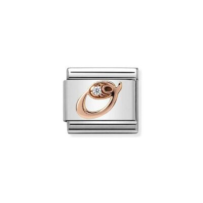 Charms Nomination Italy Composable Alphabet en acier, or rose et zircon, O