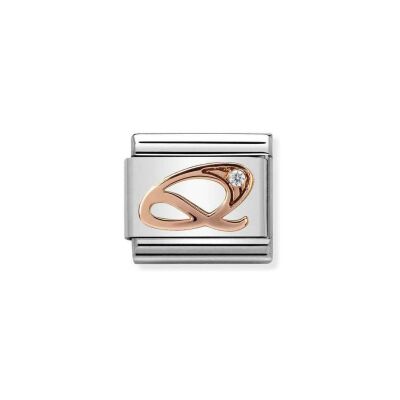 Charms Nomination Italy Composable Alphabet en acier, or rose et zircon, Q