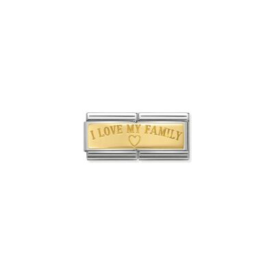 Charms Nomination Italy Composable Double en acier et or jaune, I Love My Family
