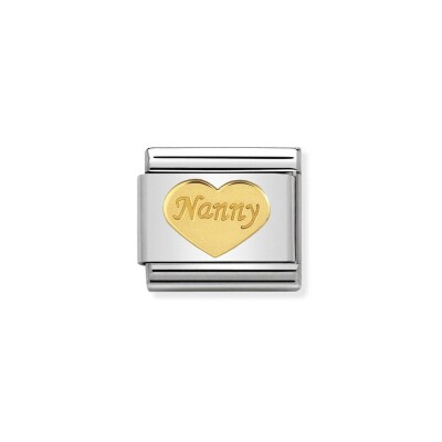 Charms Nomination Italy Composable Symboles en acier et or jaune, Coeur Nanny