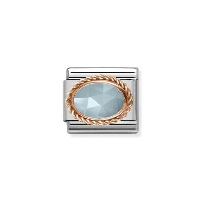 Charms Nomination Italy Composable Pierre en acier, or rose et aigue-marine