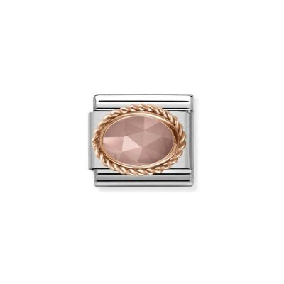Charms Nomination Italy Composable Pierre en acier, or rose et calcédoine