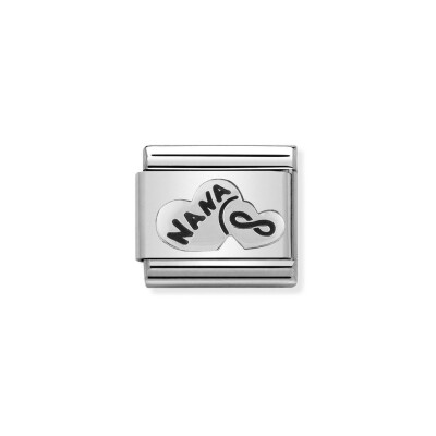 Charms Nomination Italy Composable Symboles en acier, argent et oxydes de zirconium, Coeurs Nana