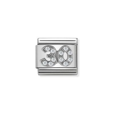 Charms Nomination Italy Composable Classic en acier, argent et zircon, 30