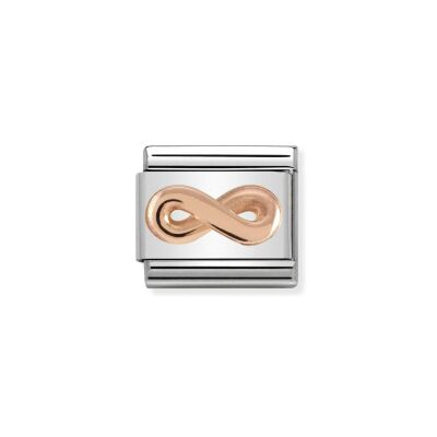 Charms Nomination Italy Composable Symboles en acier et or rose, Infini