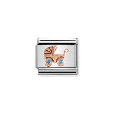 Charms Nomination Italy Composable Symboles en acier, or rose et zircon, Poussette
