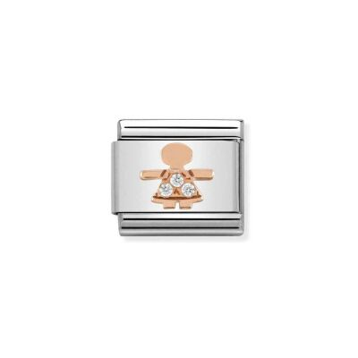 Charms Nomination Italy Composable Symboles en acier, or rose et zircon, Petite fille