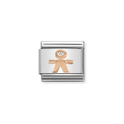 Charms Nomination Italy Composable Symboles en acier, or rose et zircon, Gamin