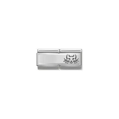 Charms Nomination Italy Composable Double en acier et argent, Chat