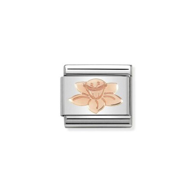 Charms Nomination Italy Composable Symboles en acier et or rose, Narcisse