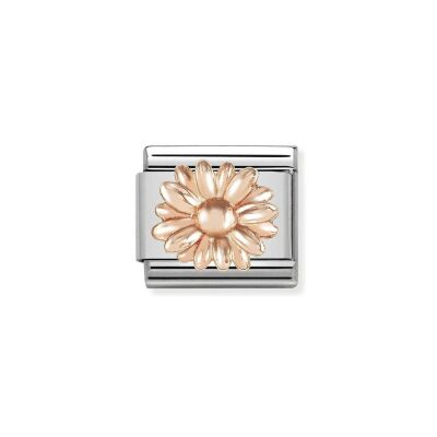 Charms Nomination Italy Composable Symboles en acier et or rose, Marguerite