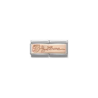 Charms Nomination Italy Composable Double en acier et or rose, Love