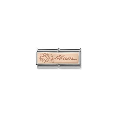 Charms Nomination Italy Composable Double en acier et or rose, Mum