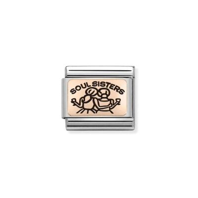 Charms Nomination Italy Composable Classic en acier et or rose, Soul sisters