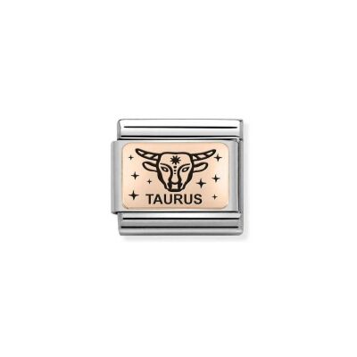 Charms Nomination Italy Composable Zodiaque en acier et or rose, Taureau
