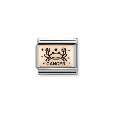 Charms Nomination Italy Composable Zodiaque en acier et or rose, Cancer