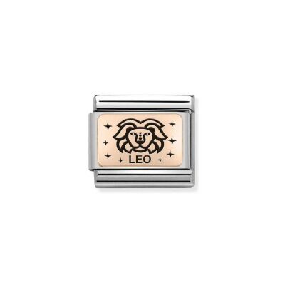 Charms Nomination Italy Composable Zodiaque en acier et or rose, Lion