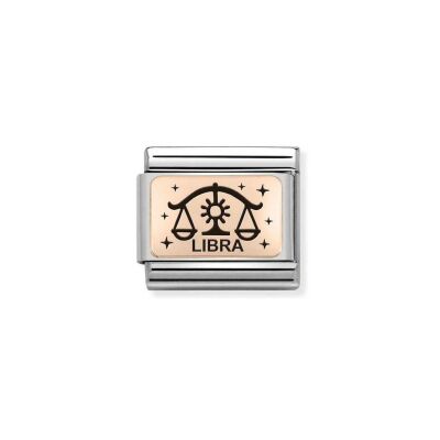 Charms Nomination Italy Composable Zodiaque en acier et or rose, Balance
