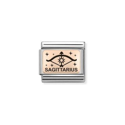 Charms Nomination Italy Composable Zodiaque en acier et or rose, Sagittaire